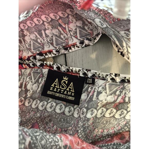 Asa Kaftans Pink Snake Print Kimono Robe Halter Dress w/ Scarf One Size Set - Picture 8 of 16